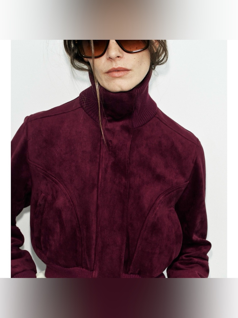 NWT Zara Faux Suede High Neck Jacket